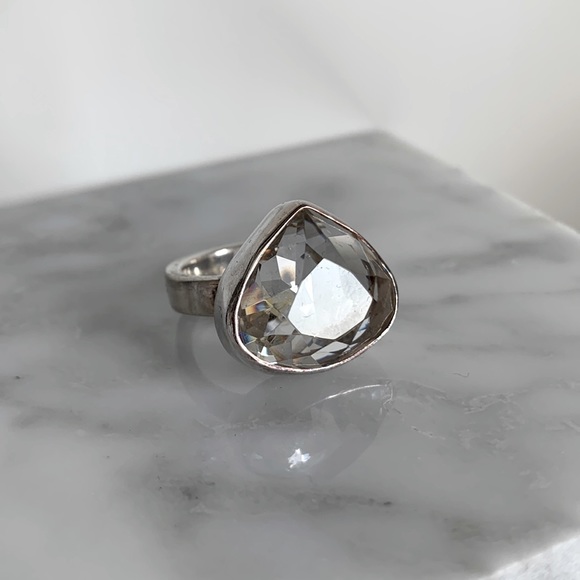 ❤️Host Pick❤️ Statement Cocktail Ring with large white teardrop stone - Picture 3 of 8